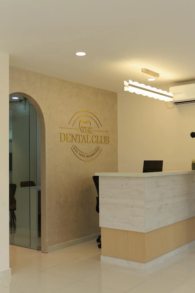 The Dental Club Reception and 3D Gold Wall Emblem in Elamakkara, Kochi